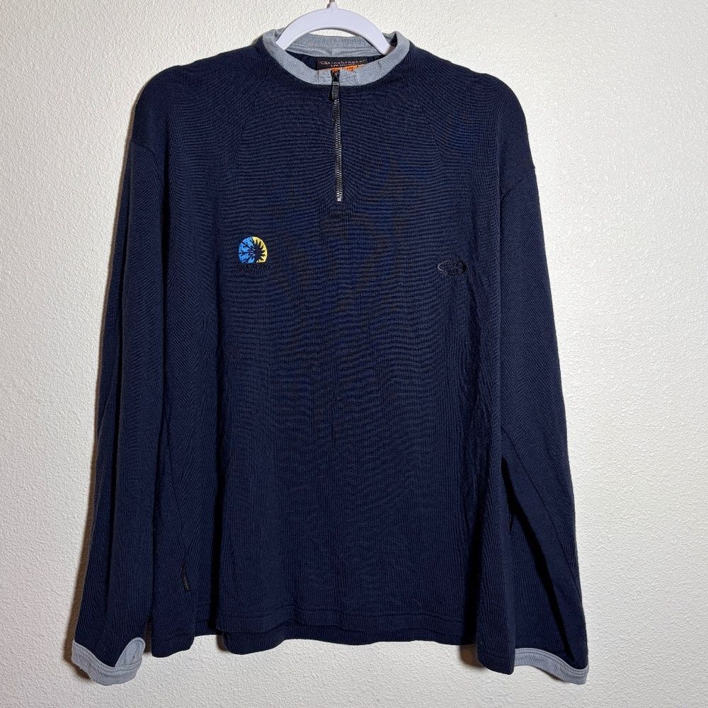 Icebreaker Sport Merino Wool Quarter-Zip Navy Blue Sweater SIZE XL